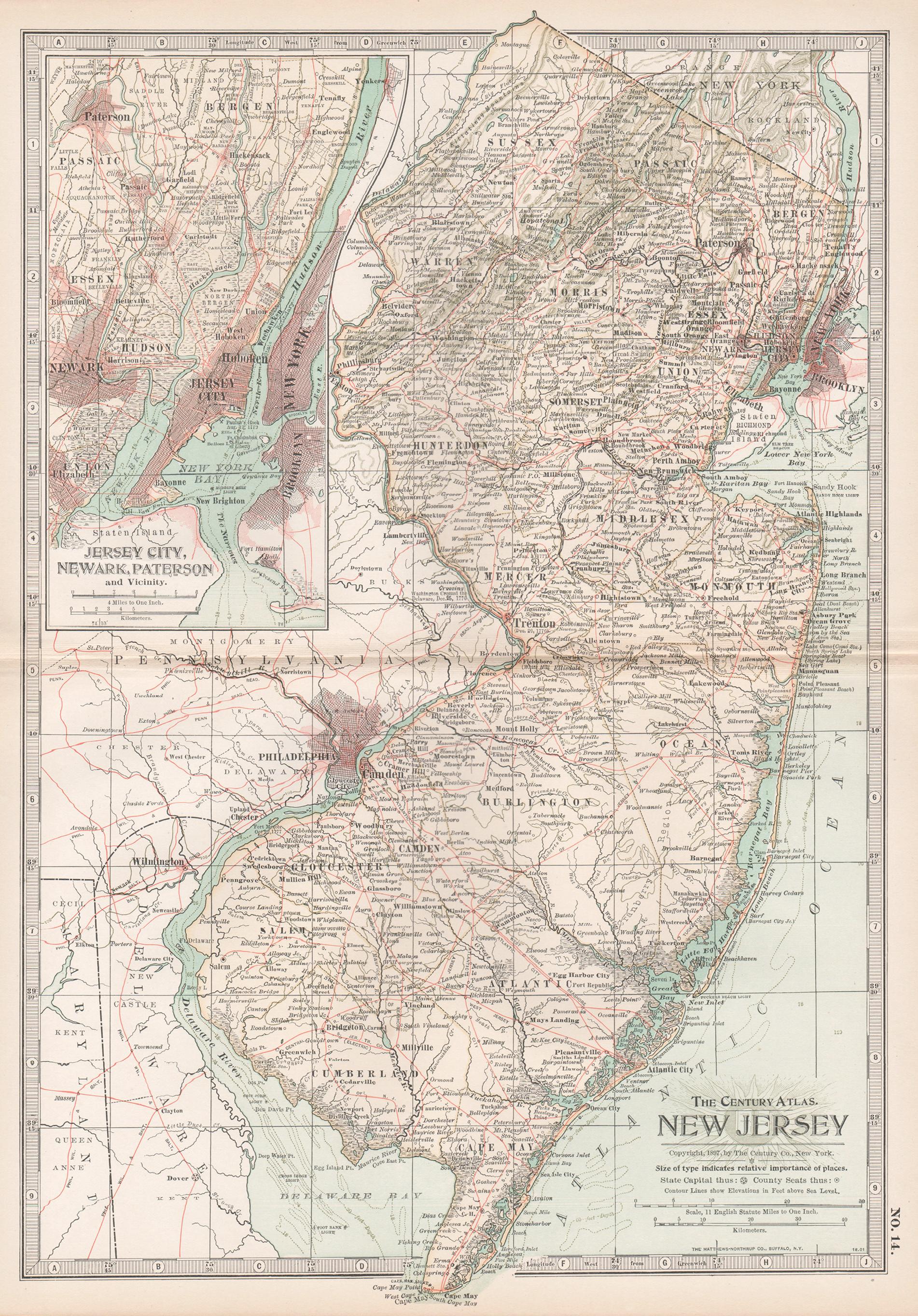 Print di Unknown - New Jersey. Atlante degli Stati Uniti d'America mappa antica d'epoca