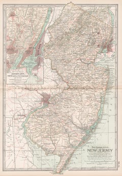 New Jersey. USA Century Atlas state antique vintage map