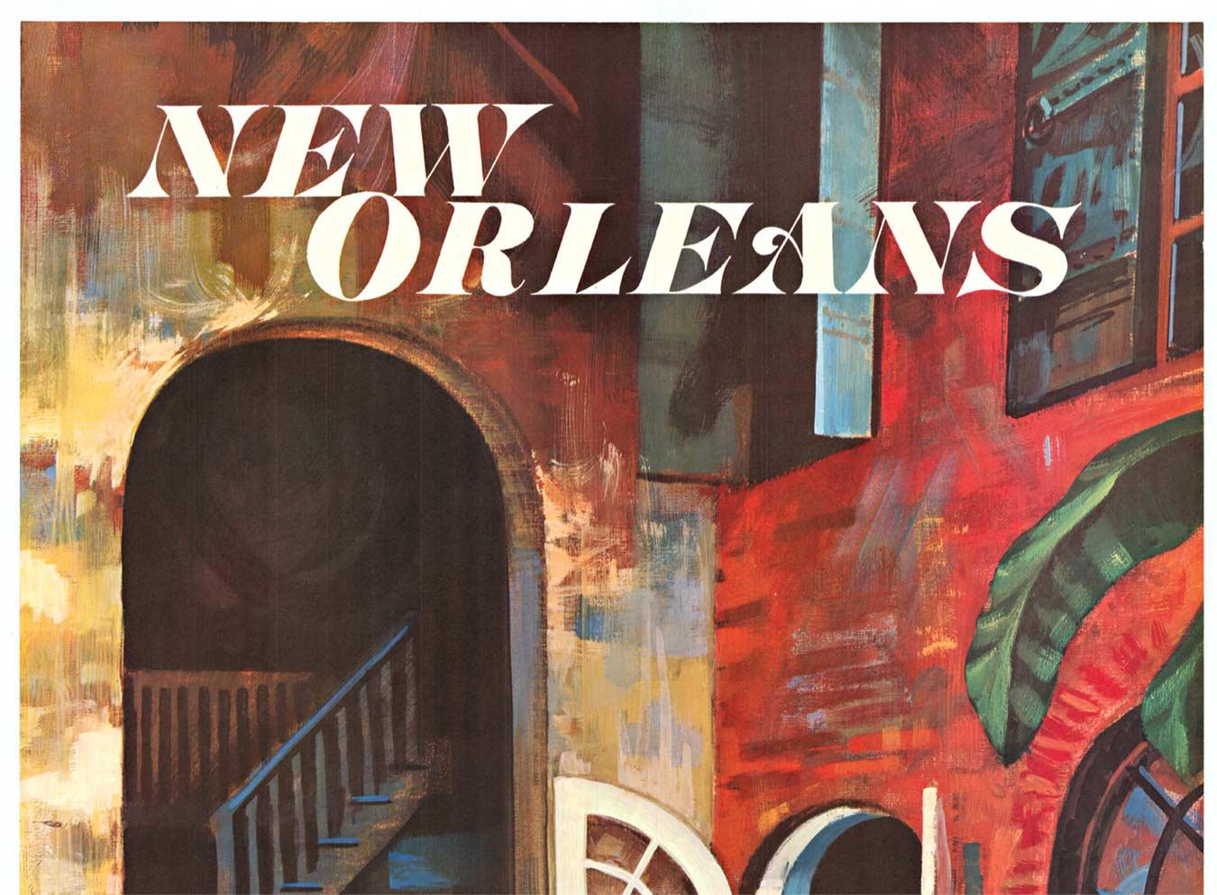 New Orleans Go Greyhound original vintage travel poster - Print de Unknown