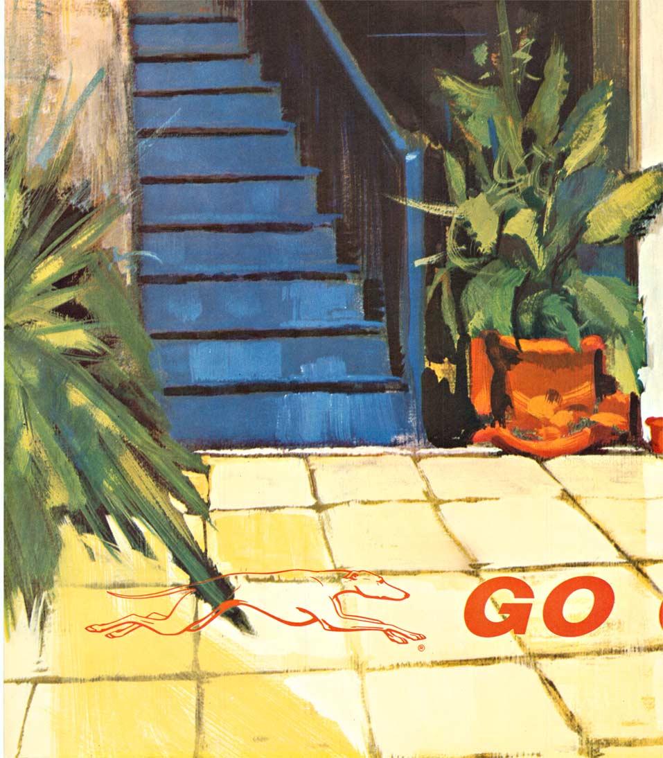 New Orleans Go Greyhound original vintage travel poster For Sale 1
