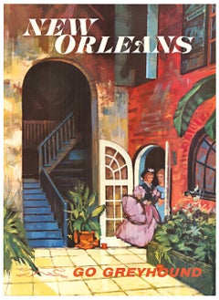 New Orleans Go Greyhound original vintage travel poster