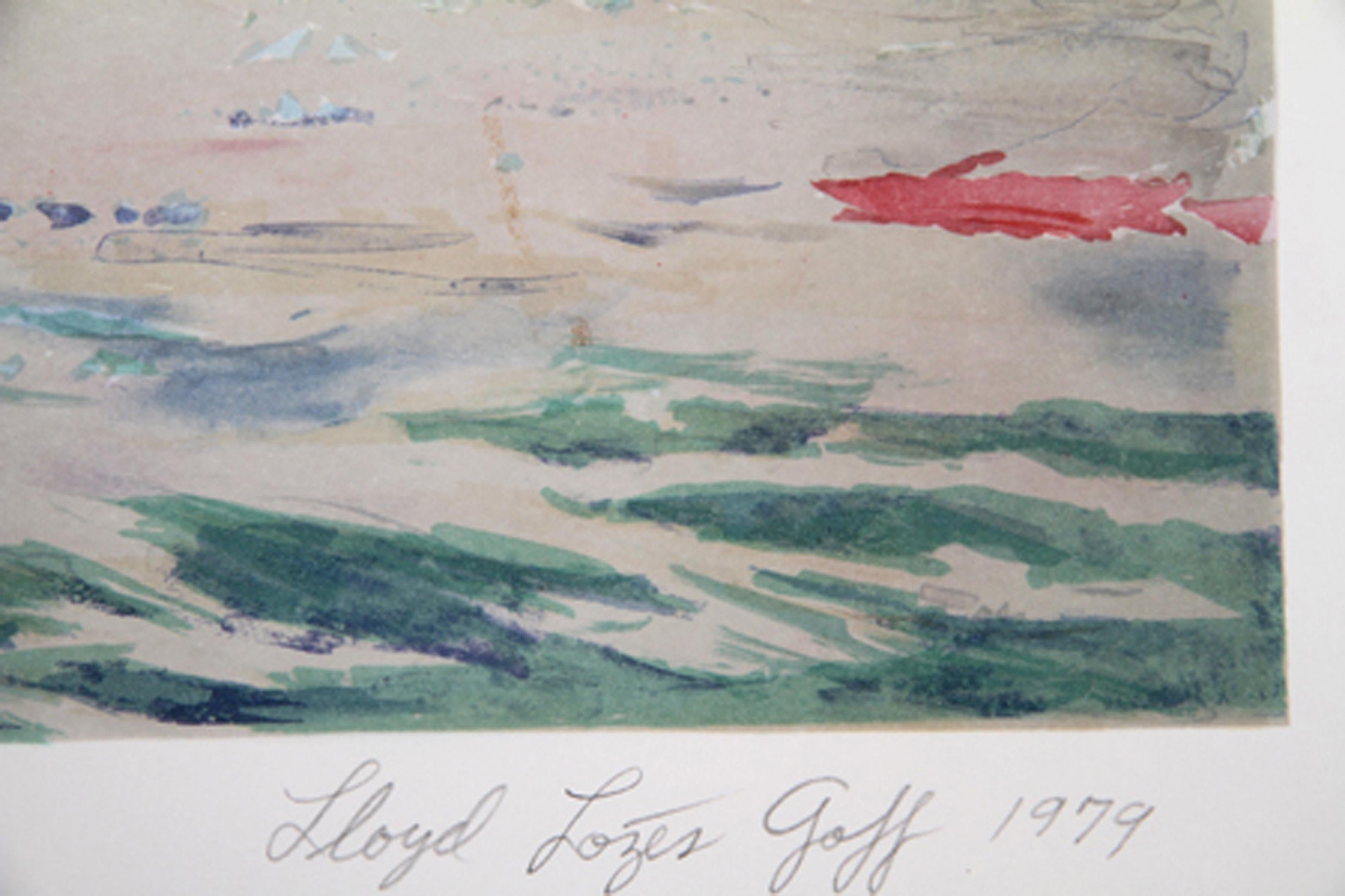 New York Harbor, Modern Lithograph by Lloyd Lozes Goff - Gray Landscape Print by Unknown