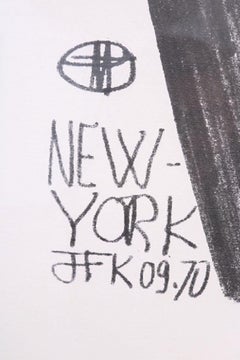 "New York- JFK 09.70" Signed, Limited Edition Mid Century Lithograph