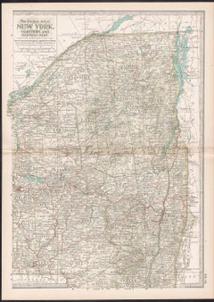 New York. Northern and Eastern Part. USA Century Atlas state antique vintage map