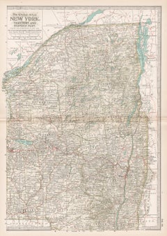 New York. Part nord et orientale. Carte ancienne de l'État Atlas des États-Unis du XXe siècle