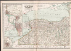 New York, Western Part. USA. Century Atlas state antique vintage map