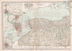 New York, Western Part. USA. Century Atlas state antique vintage map