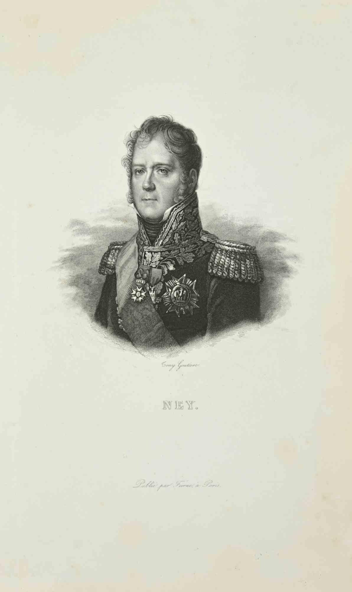 Unknown Portrait Print – Ney – Radierung von Tony Goutiere – 1837
