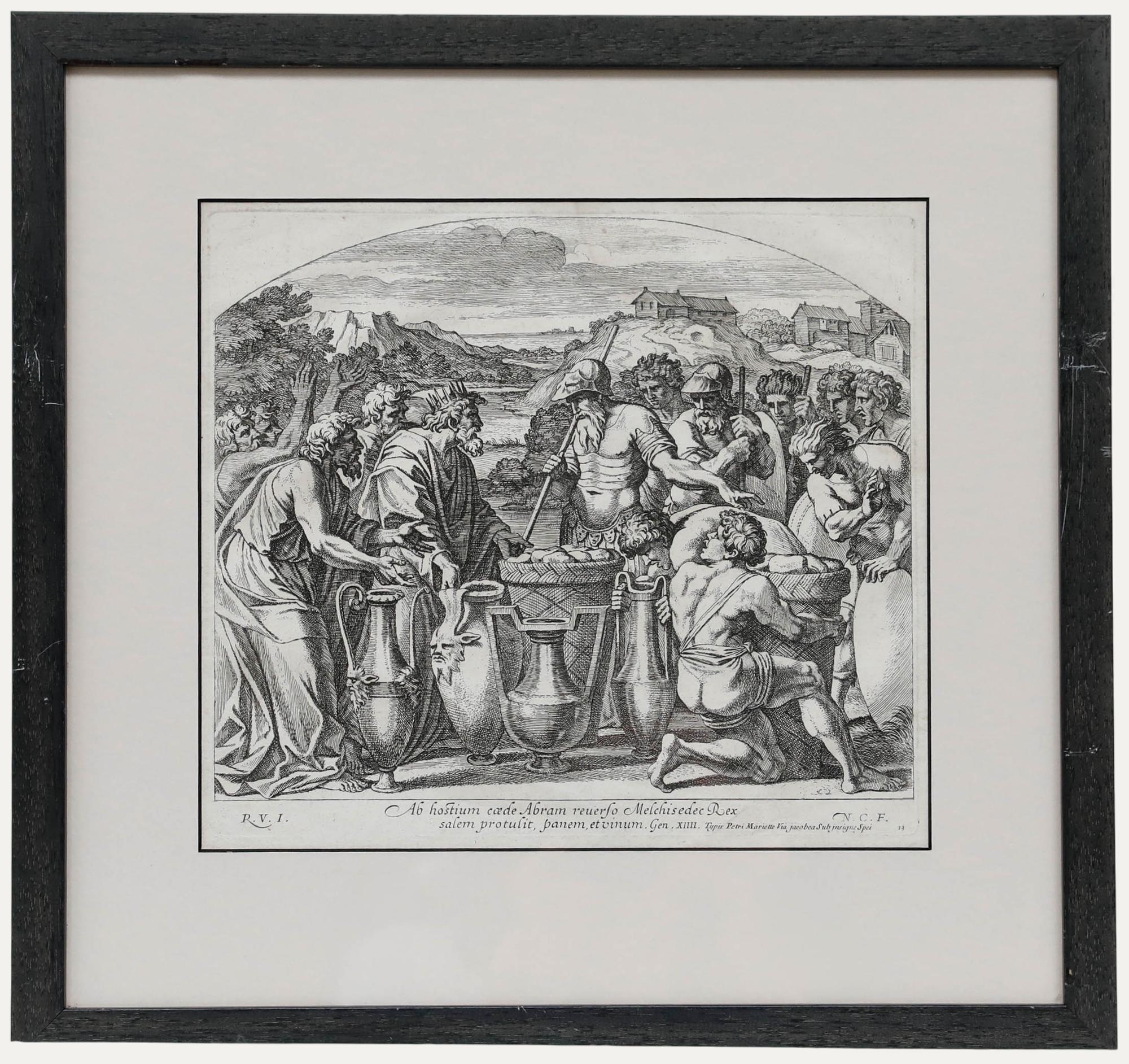 Unknown Figurative Print - Nicolas Chaperon (1612-1656) After Raphael - Engraving, Melchizedek's Blessing