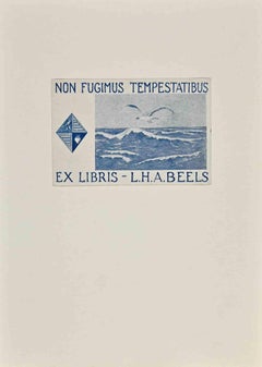 Non Fugimus Tempestatibus. Ex Libris- L.H. A. Beels - Woodcut - Mid-20th Century