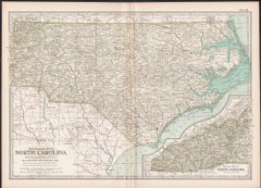 Carolina del Nord. USA. Atlante di stato Century Atlas antica mappa d'epoca