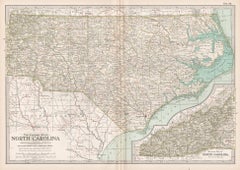 North Carolina. USA. Century Atlas state antique vintage map