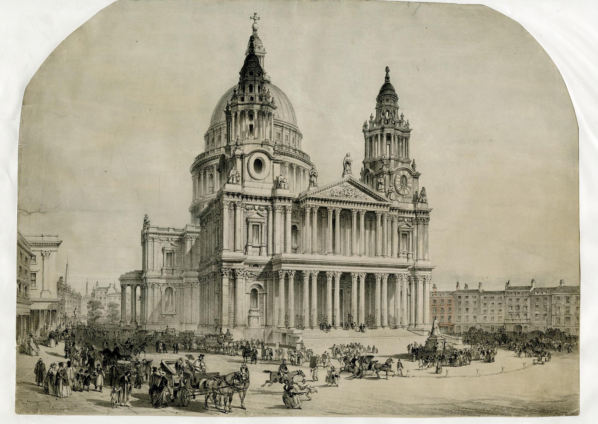 Unknown Interior Print - North View of St. Paul's Cathedral, London  English School, 19th century