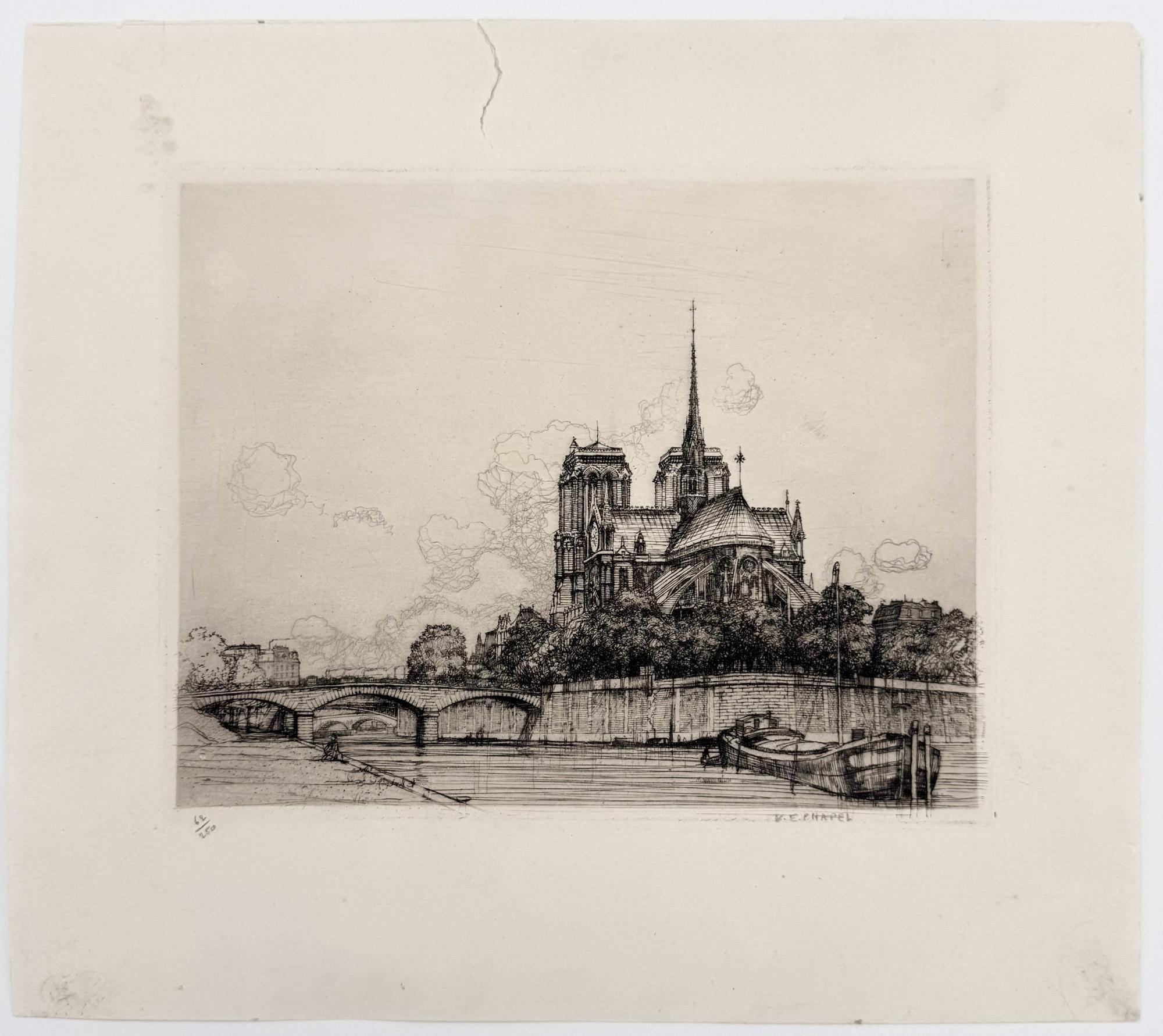 Notre-Dame Cathedral from the Seine - Print by Unknown