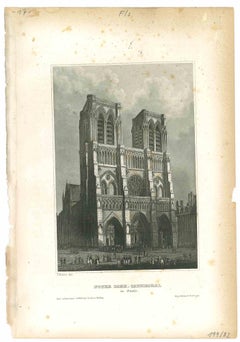 Antique Notre Dame - Original Lithograph - Mid-19th Century