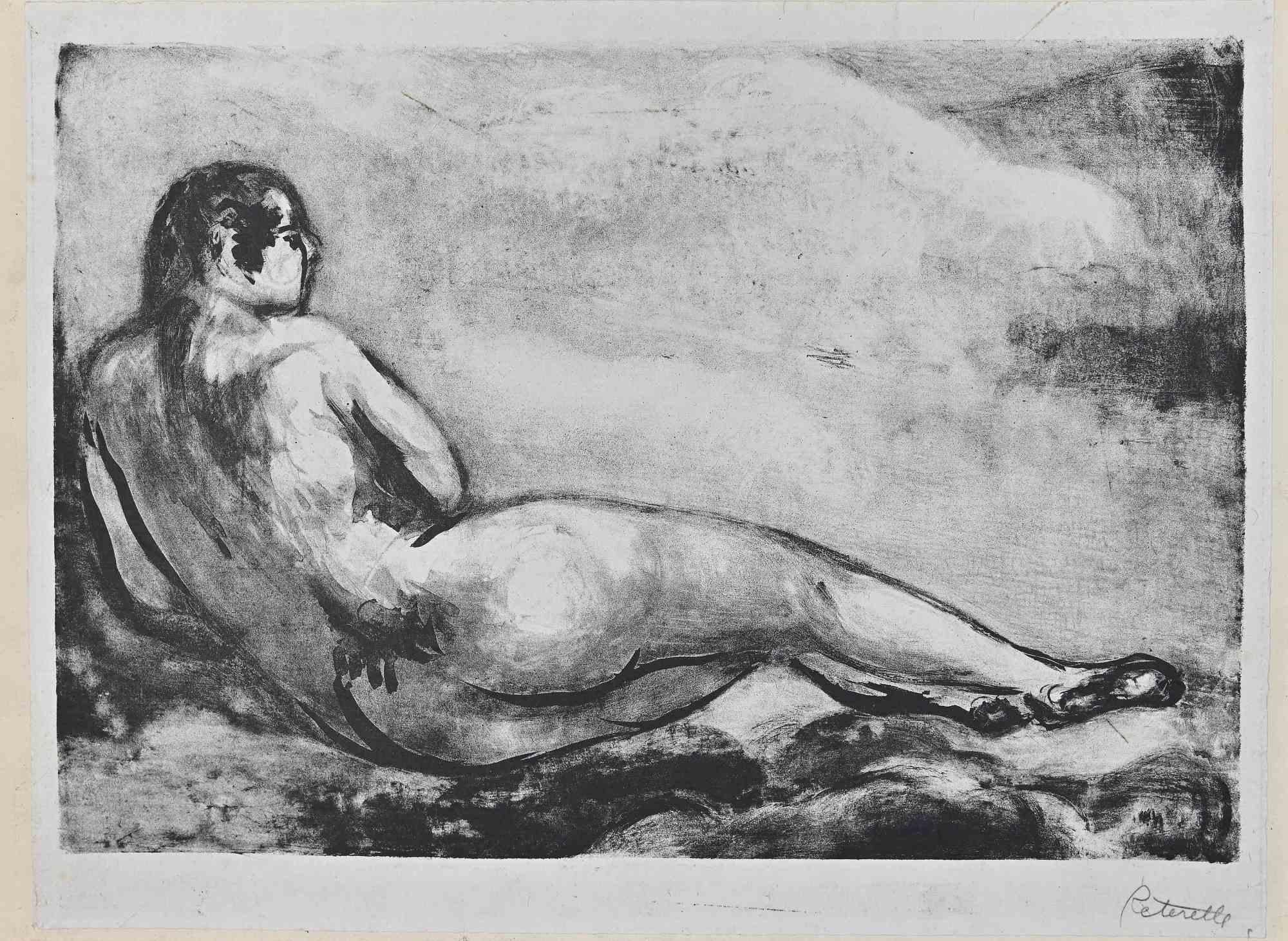 Unknown Nude Print – Akt - Lithographie - 1970er Jahre