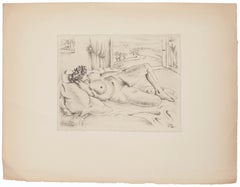 Nude Lying Down - Original Etching - 1945