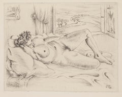 Nude Lying Down - Original Etching - 1945