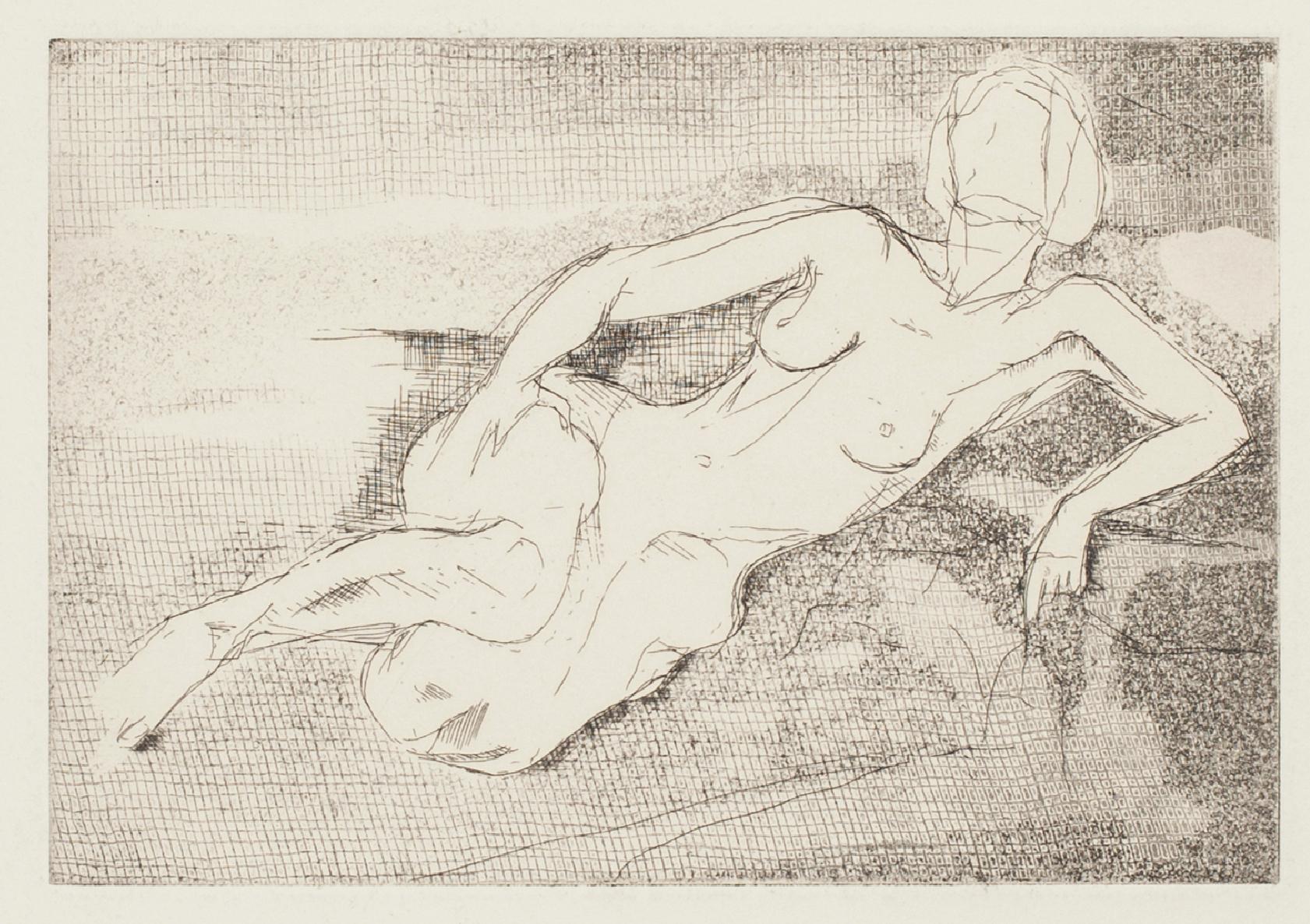 Unknown Figurative Print - Nude - Etching - 1960s