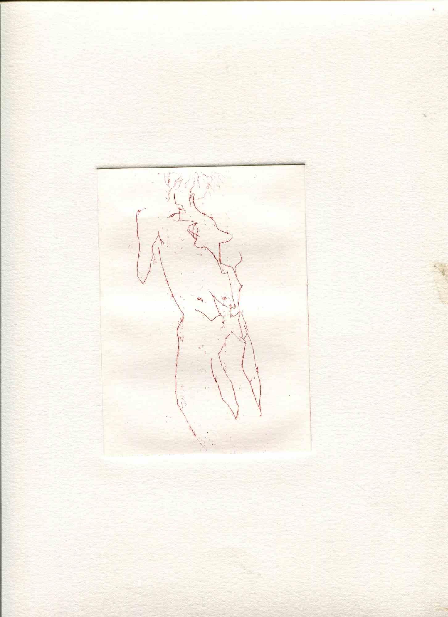 Nude - Original Etching and Drypoint - Mid-20th Century - Print by Unknown