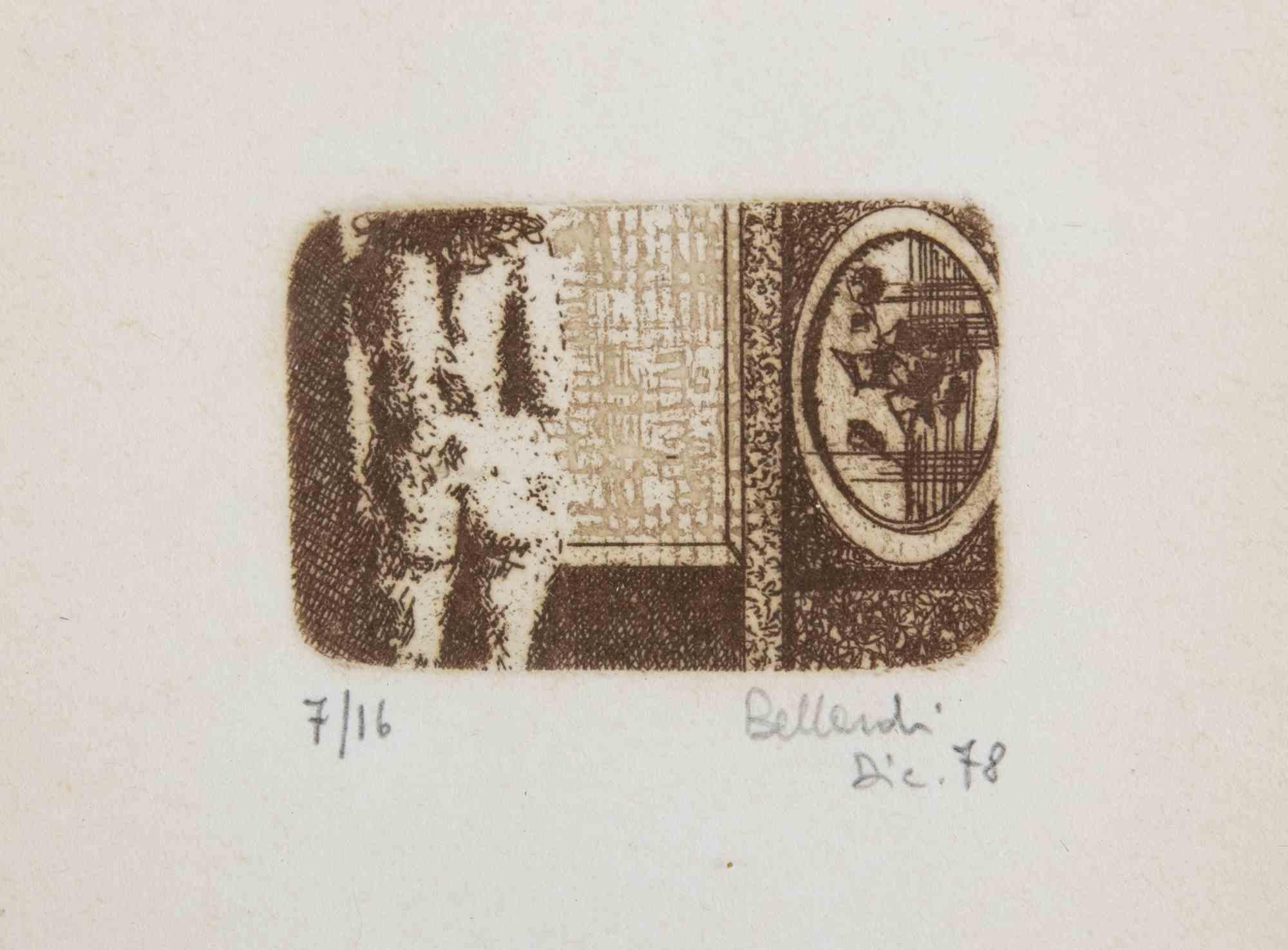 Unknown Abstract Print - Nude - Etching by Franco Bellardi - 1978