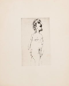 Nude  - Original Etching on Paper - 20th Century