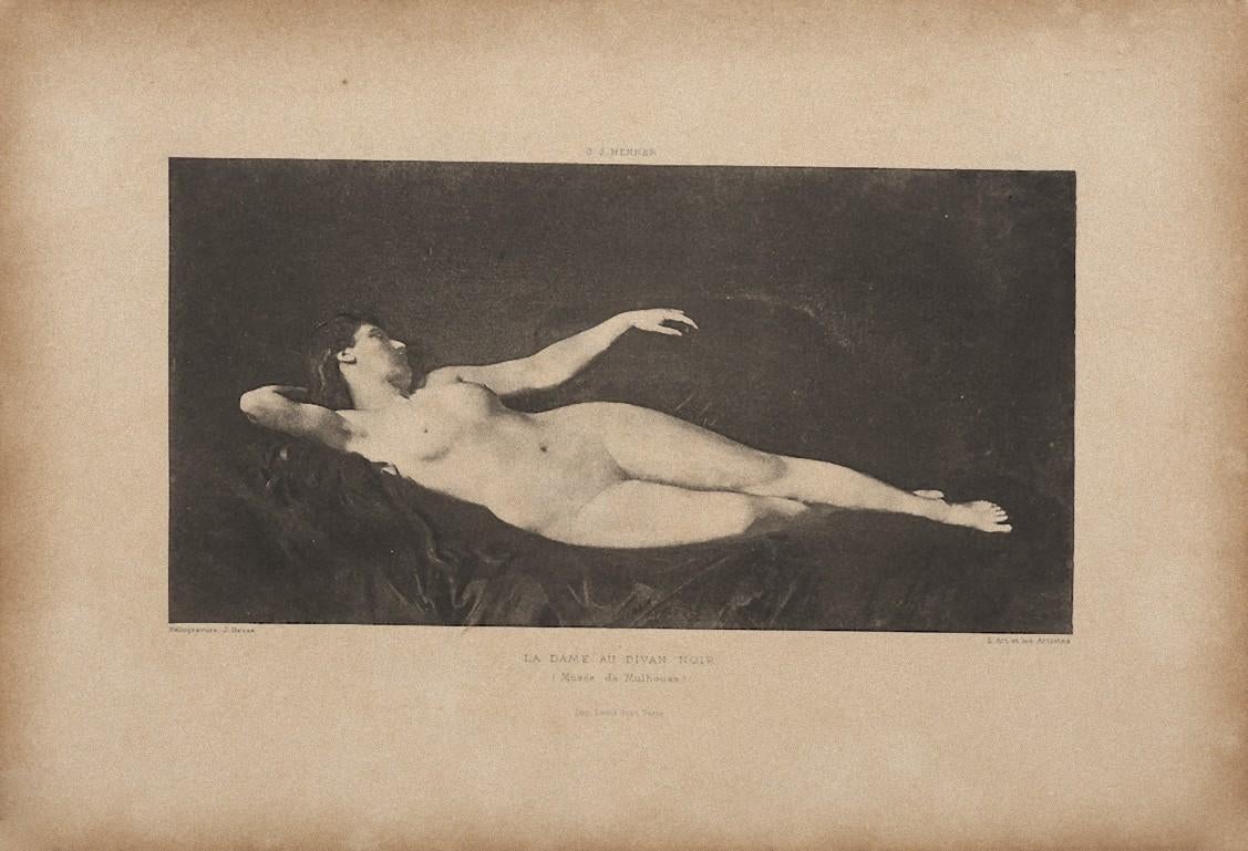 Nude  - Original Lithograph signed "Heuse" - 1880 ca.