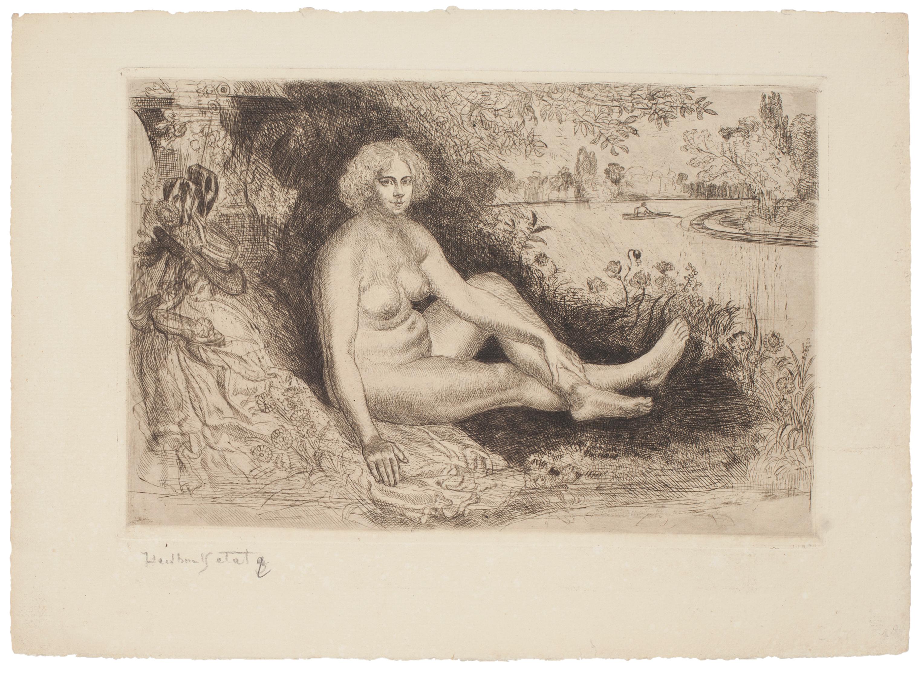 Nude Woman - Original Etching - 1940 - Print by Unknown
