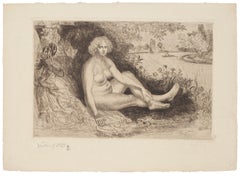 Nude Woman - Original Etching - 1940