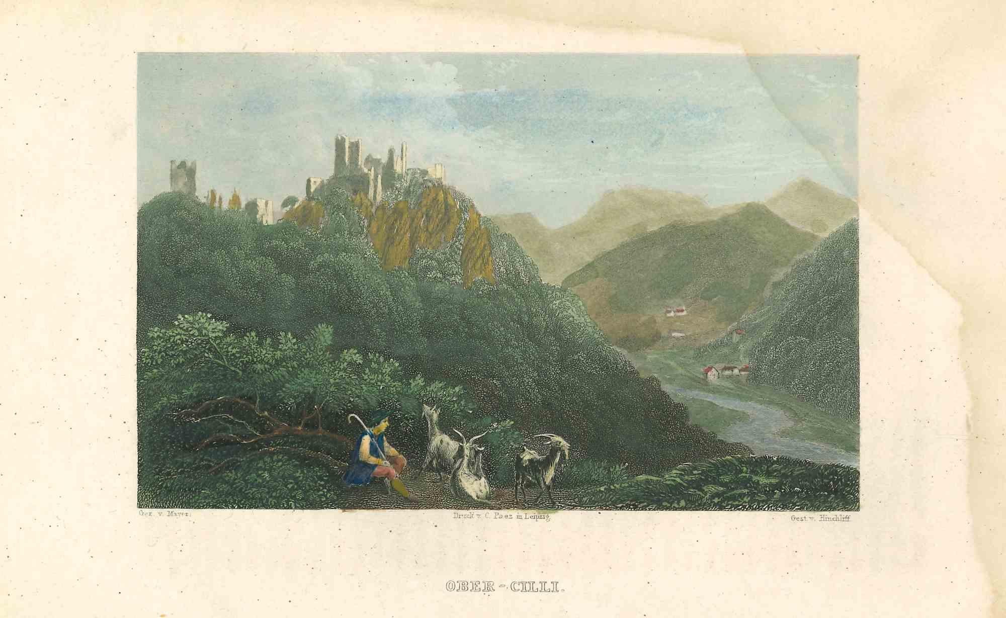 Unknown Landscape Print - Ober - Cilli - Original Lithograph on Paper - Mid-19th Century