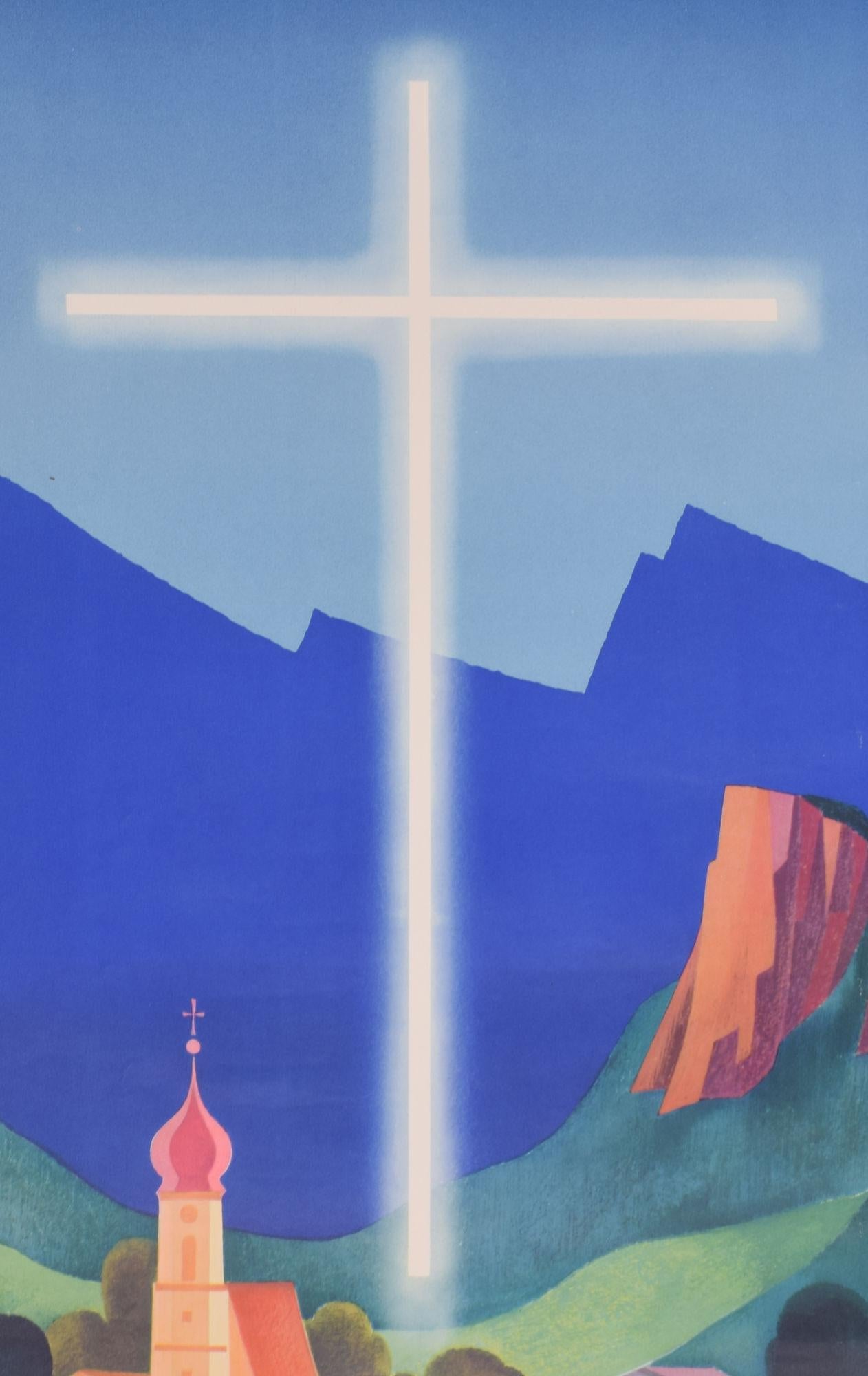 Oberammergau, Germania 1960 manifesto originale d'epoca della rappresentazione della Passione - Print di Unknown