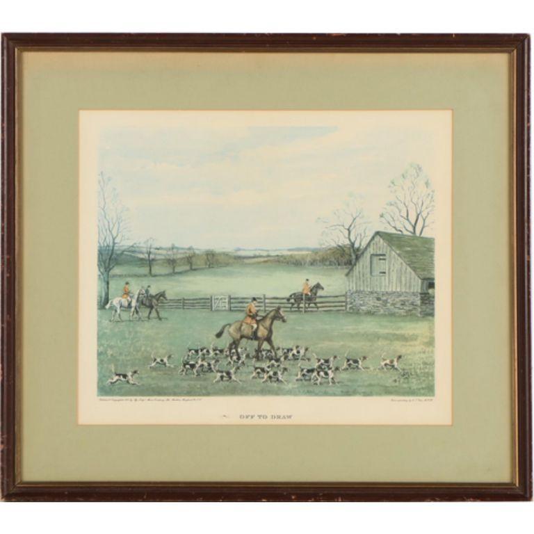 Unknown Landscape Print - "Off To Draw" 1951 Fox-Hunt Monkton, MD by Edward S. Voss