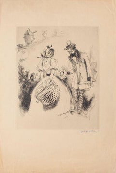 Offering - Original Etching on Paper by Georges Villa - 1940 ca.