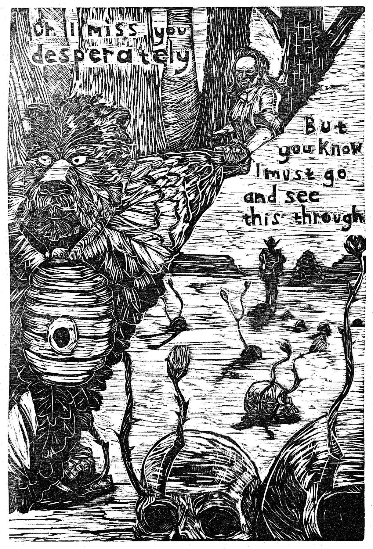 Oh I Miss You, Farbholzschnitt von Daniel Duford, 2013