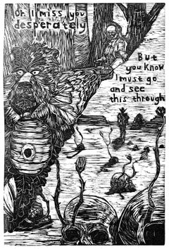 Oh I Miss You, Woodblock Print by Daniel Duford, 2013