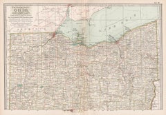 L'Ohio, partie nord. USA. Carte ancienne de l'État d'Atlas du siècle dernier