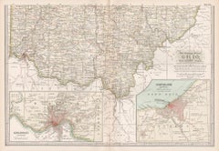 L'Ohio, partie sud. USA. Carte vintage ancienne de l'État d'Atlas du XXe siècle