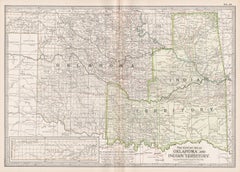 Territoire de l'Oklahoma et des Indes. USA. Carte vintage ancienne de l'État d'Atlas du XXe siècle