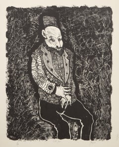 Vecchio ebreo, litografia surrealista di Peters Paone