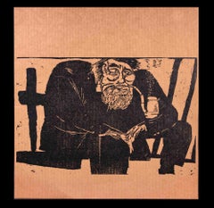Anciano - Grabado original en madera  - Principios del siglo XX