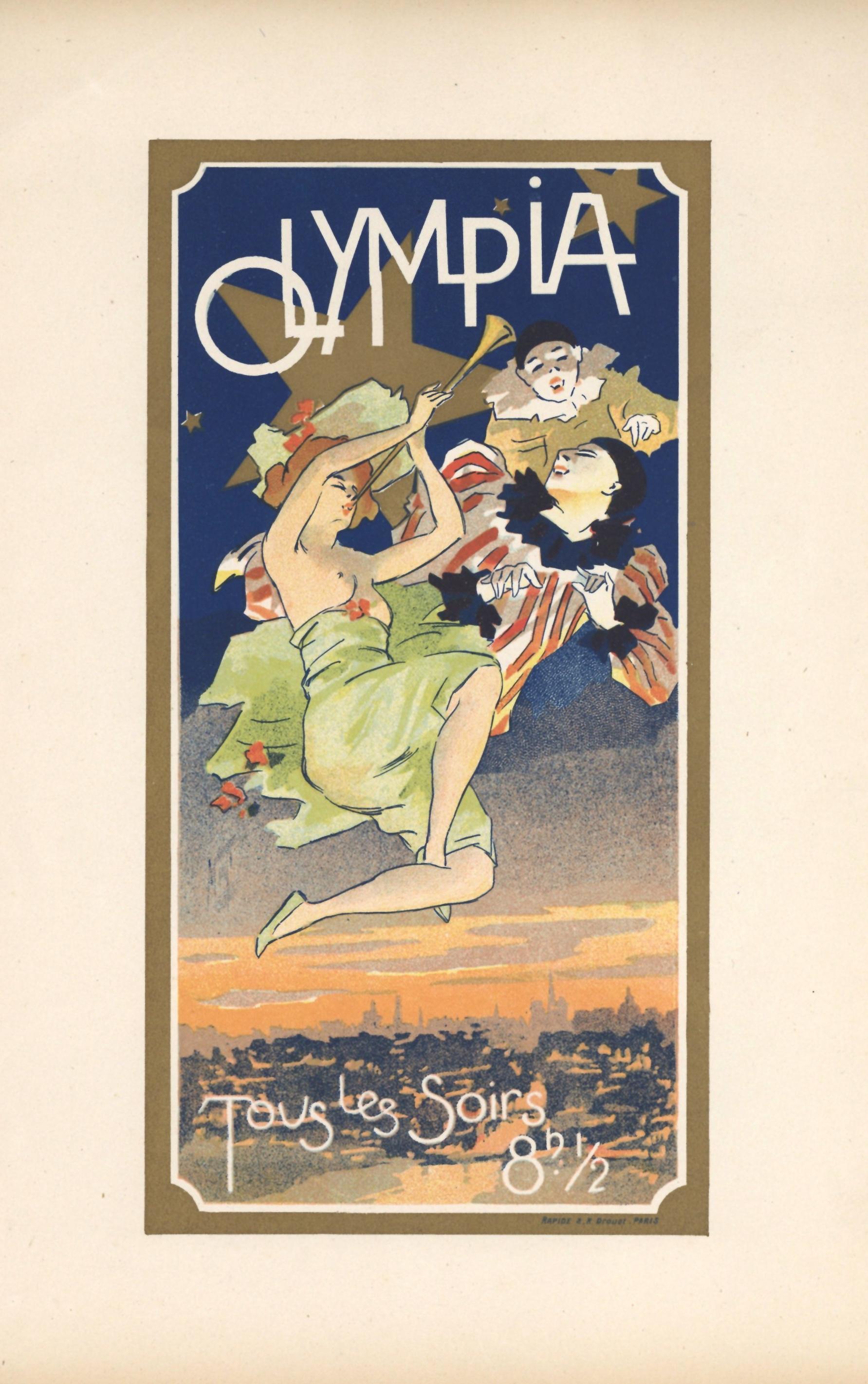 "Olympia", französisches lithographiertes Plakat, gedruckt 1897 – Print von Unknown