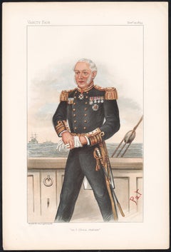 'on 1 China station', Vanity Fair naval portrait chromolithograph, 1894