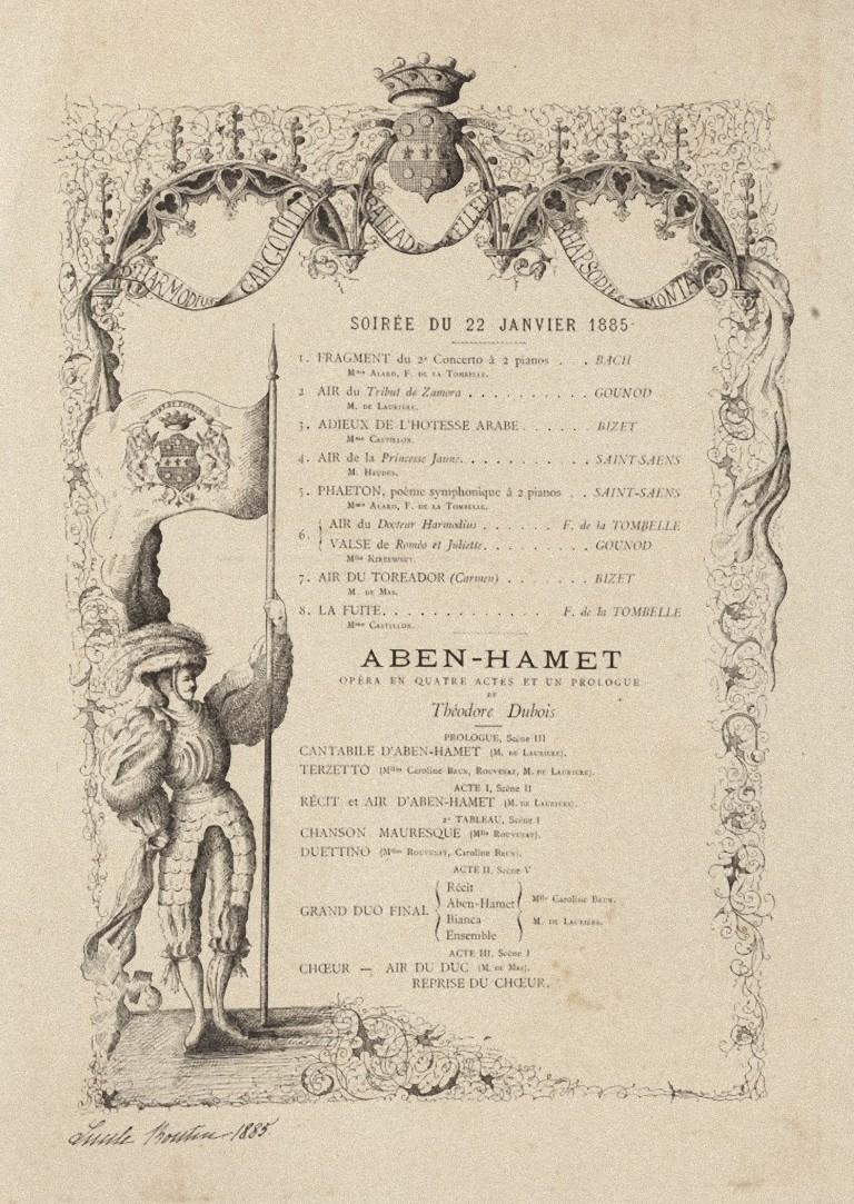 Unknown Figurative Print - Opera Program 1885's - Lithograph on Paper - Late 19th Century