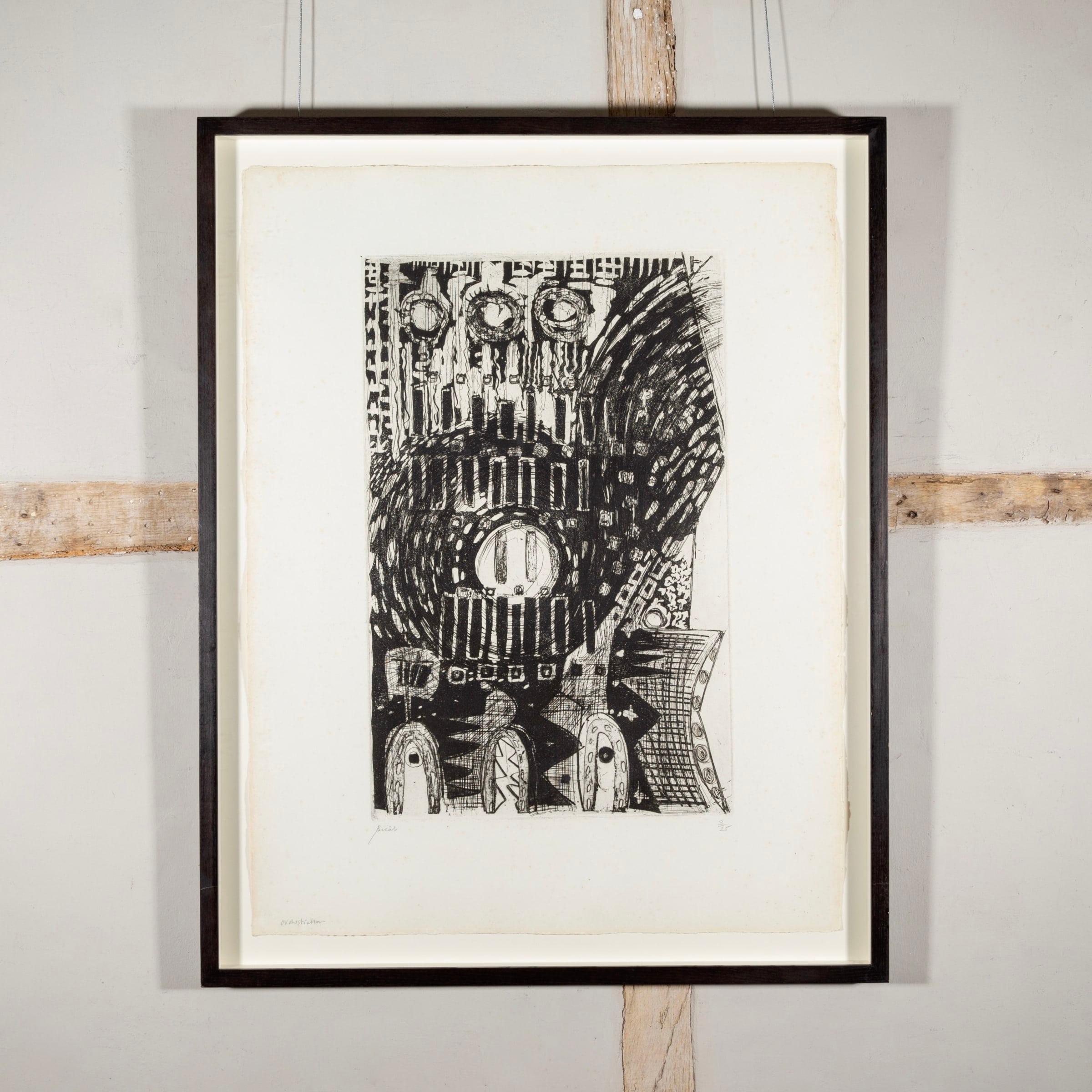 Orchestration by André Bicât, 1965

Additional information:
Medium: etching on wove paper
29 1/8 x 22 1/2 in
74 x 57 cm
signed and numbered 3/25 in pencil

Born in Essex to French and Anglo-Irish parents, André Bicât was a painter, printmaker and
