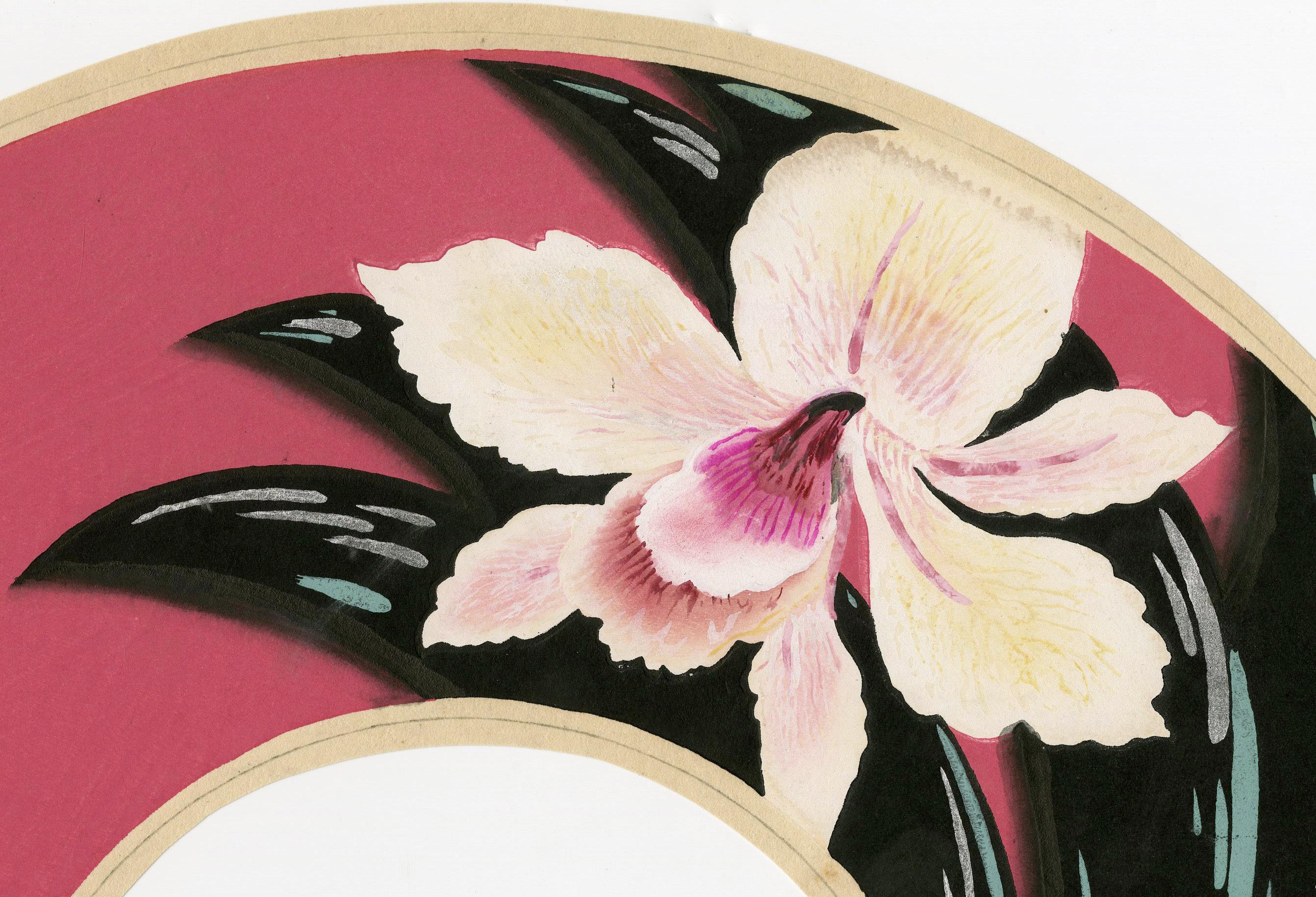 Orchid and Bamboo (Sensu-e) - Print by Unknown