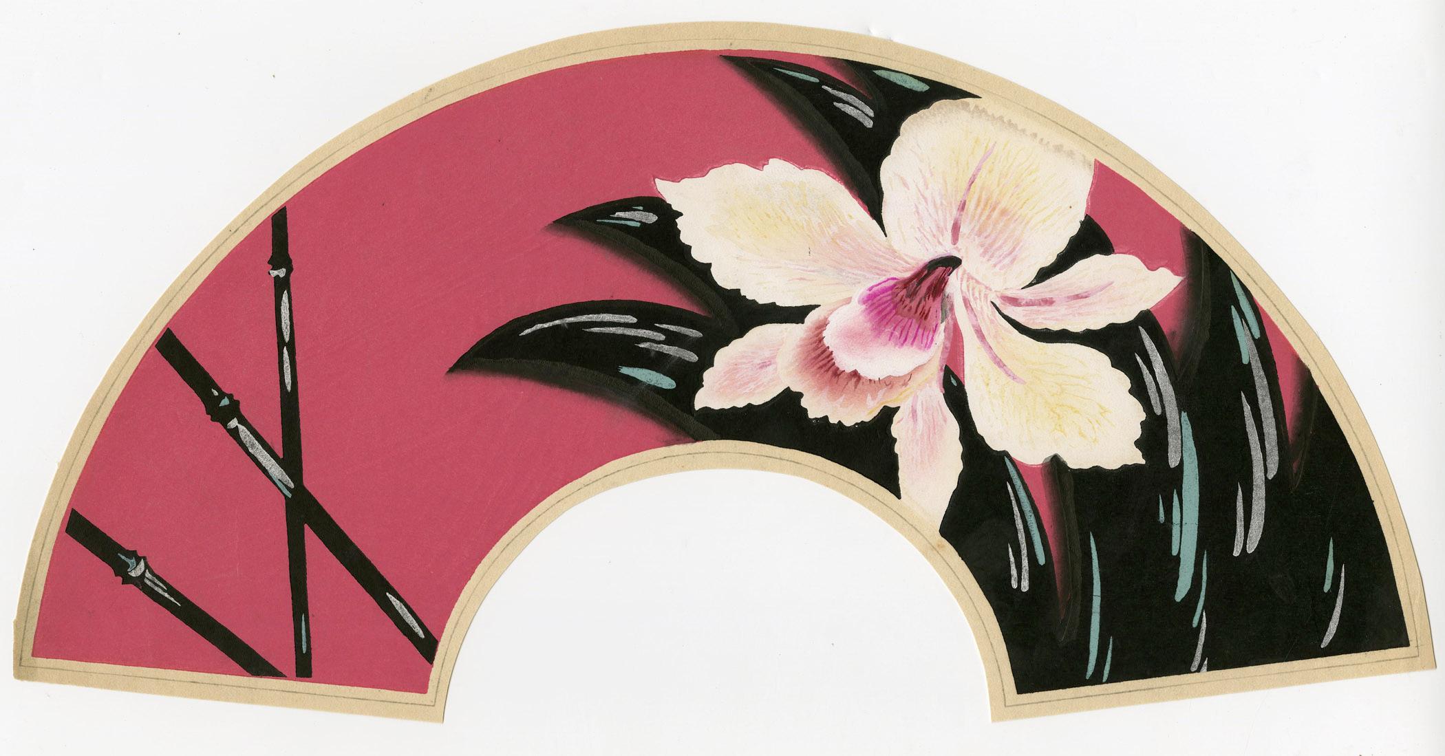 Unknown Still-Life Print - Orchid and Bamboo (Sensu-e)