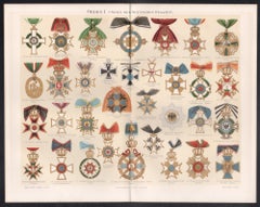 Orders of the German States, German medal antique chromolithograph print