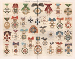 Orders of the German States, German medal antique chromolithograph print