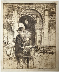 Organ Grinder and Beggar – French School 19th Century