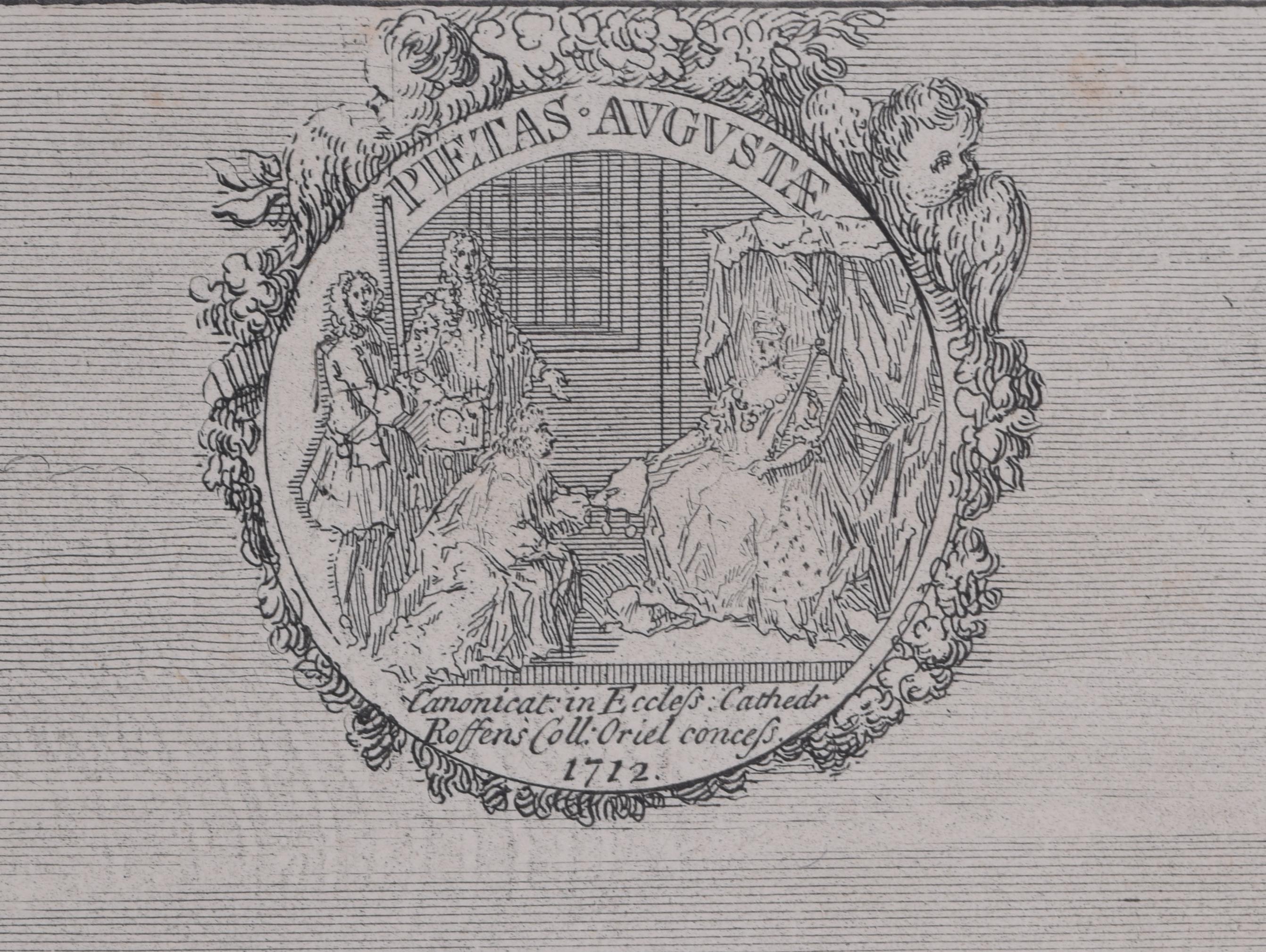 Oriel College, Oxford Incisione del XVIII secolo tratta dall'Almanacco di Oxford in vendita 1